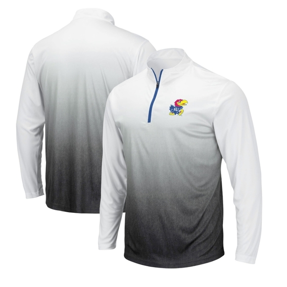 Kansas Jayhawks Colosseum Magic Team Logo 1/4-Zip Jacket Gray Men NWT - Picture 1 of 4